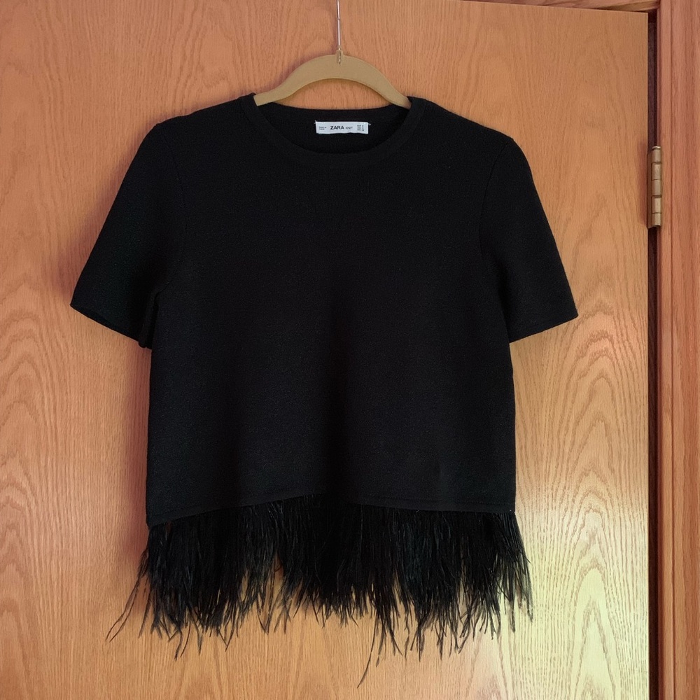 Zara Metallic Feather Sweater